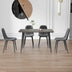 Gray Wood Grain Dining Table & 4 Modern Medieval Chairs with Cushions - DT-1226, B0501A - Minihomy