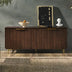 Modern Fluted Door Sideboard - Dark Walnut & Gold Minimalist Storage Cabinet - Minihomy