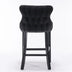 Contemporary Velvet Wingback Barstools with Button Tufted Back, Chrome Nailhead Trim - Set of 4 (Black) - Minihomy