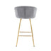 26 Inch Velvet Bar Stools Set of 2, Chrome Footrest, Gold Legs, Gray - Minihomy