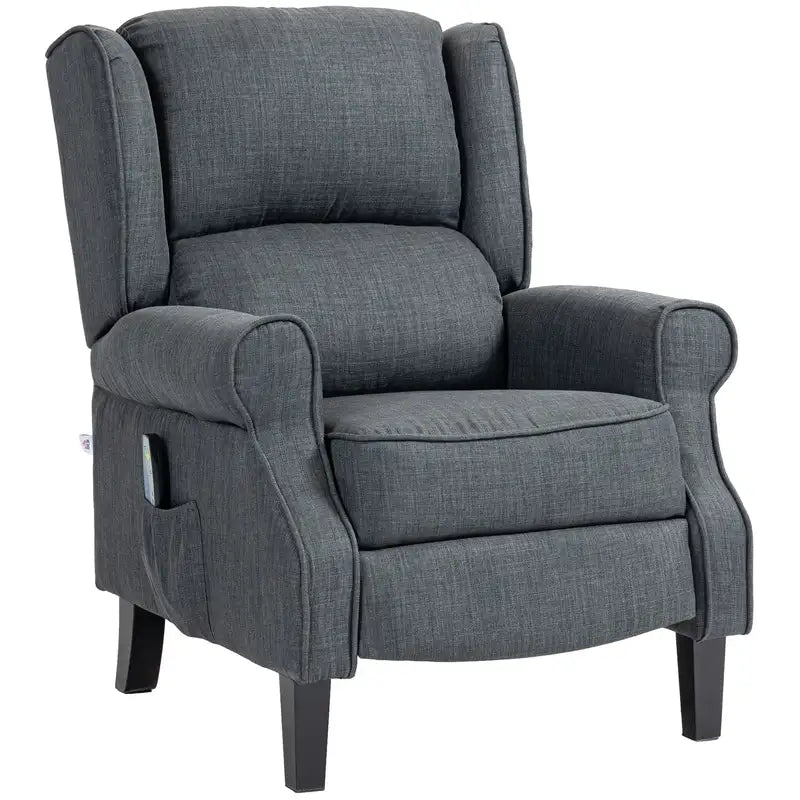 Heated Vibrating Recliner Chair with Footrest - Gray Linen