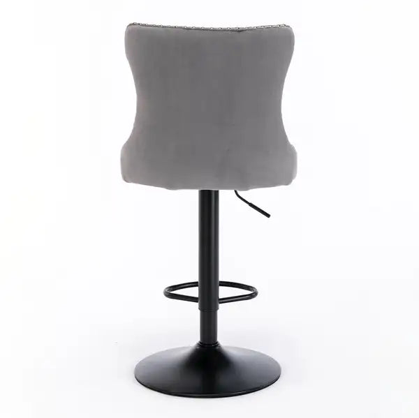 Gray Velvet Swivel Bar Stools with Backs - Adjustable Height (25-33 Inch), Set of 2 - Minihomy