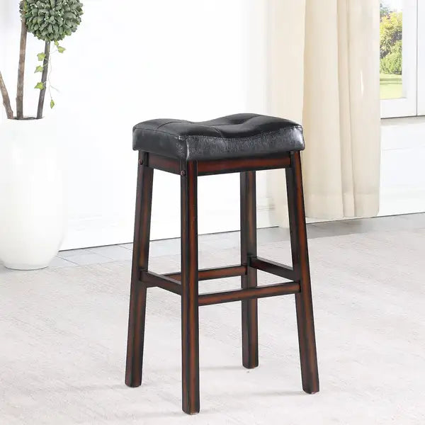 Black & Cappuccino Bar Stools (Set of 2) - Upholstered