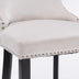 Contemporary Velvet Wingback Barstools Set of 2 (Beige) - Button Tufted, Chrome Nailhead Trim, Wooden Legs, SW1824B - Minihomy