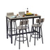 Grey Bar Table Set with 4 Stools, PU Soft Seats & Backrests, 47.24" L x 23.62" W x 35.43" H - Minihomy