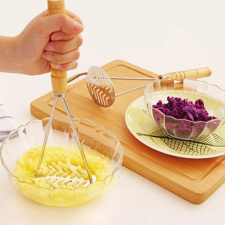 Manual Potato Masher With Wooden Handle Kitchen Gadget - Minihomy