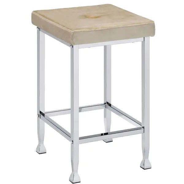 Beige Chrome Counter Height Stools - Set of 2