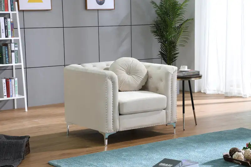 Ivory Sloped Arm Accent Chair: Modern & Stylish