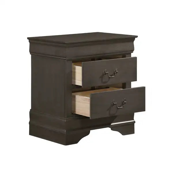 Gray Nightstand with 2 Drawers | Louis Philippe Style Bedroom Furniture - Minihomy