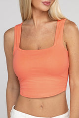 Square Neck Cropped Cami Top - Cotton, Casual & Stylish