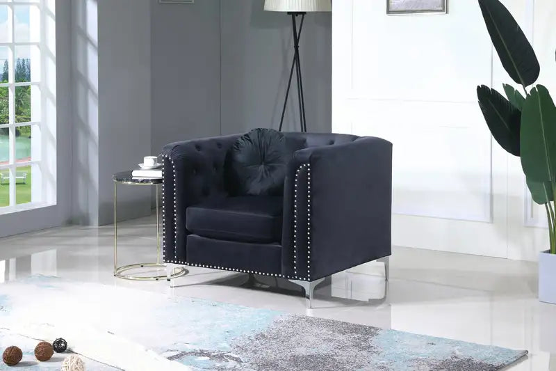 Black Sloped Arm Chair - Modern Accent Chair