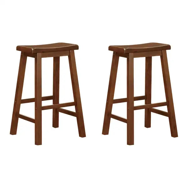 Chestnut Wood Bar Stools - Set of 2