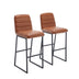 Brown PU Leather Bar Stools Set of 2 with Back & Footrest - Kitchen Breakfast Bar Stools - Minihomy