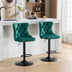 Green Velvet Bar Stools with Backs - Adjustable Height, Tufted, Set of 2 for Kitchen Island & Pub - SW1812GN - Minihomy