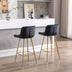 26 Inch Velvet Bar Stools (Set of 2), Chrome Footrest, Golden Legs, Black - Minihomy