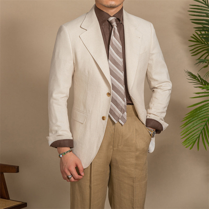 Casual Breathable Retro Suit Men's Half Lining