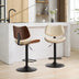 Adjustable Bentwood Bar Stools, Mid Century Modern, Black Leather, Swivel, Counter Height, Beige - Minihomy