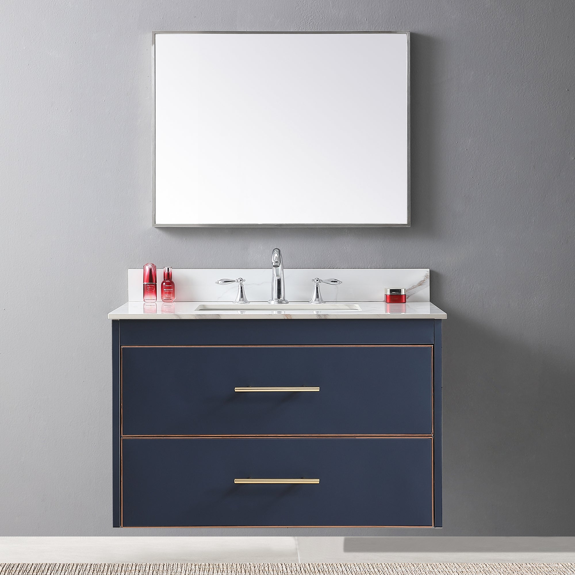 Carrara Gold Bathroom Vanity Top with Undermount Sink & 3 Faucet Holes - 37"