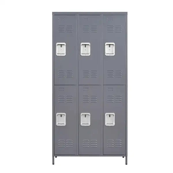 Gray Metal Lockers - 6 Door, 72"H, with Lock - Employee, Gym, Office Storage