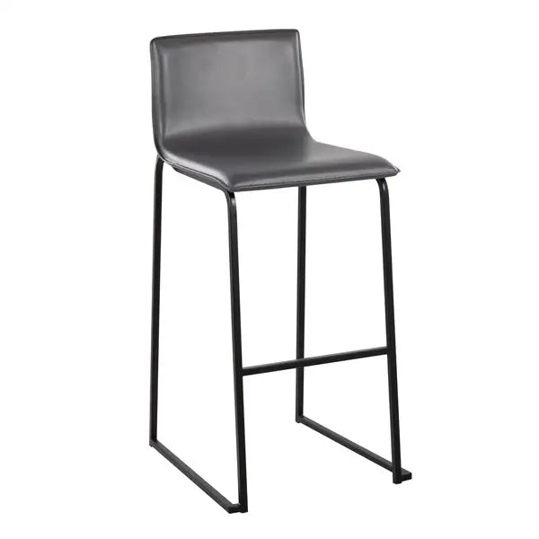 LumiSource Mara Barstools - Black Steel & Grey Faux Leather (Set of 2)