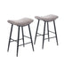 Modern Bar Stools Set of 2 - Linen Fabric, Armless, Counter Height, Metal Legs, Footrest - Minihomy