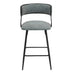 Grey Counter Height Bar Stools - 26" PU Leather Seat & Black Base - Minihomy