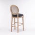 French Country Barstools Set of 2 | Rattan Back & Upholstered Seats, Dark Grey - Minihomy