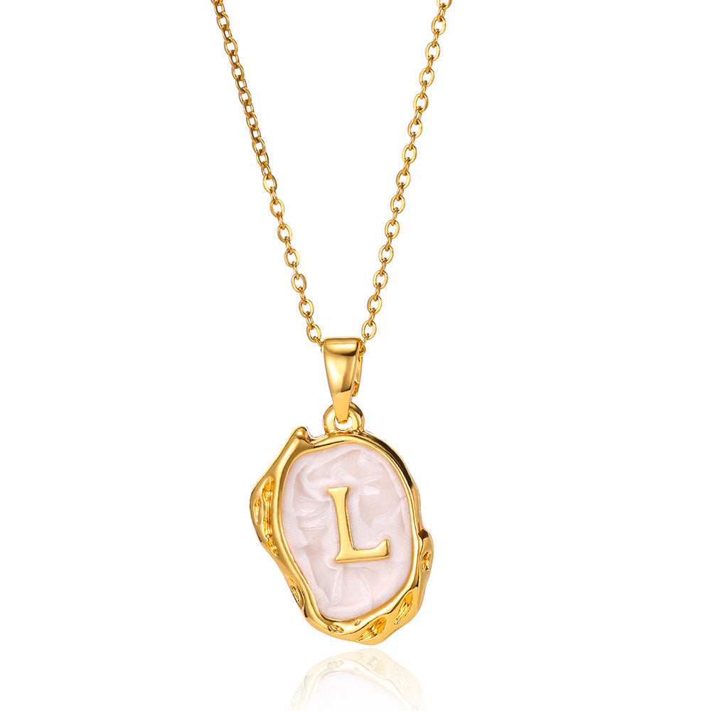 Simple 26 Letters Drop Oil Three-dimensional Necklace: Personalized Elegance