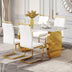 Modern Dining Table & Chair Set - Gold Metal Legs, Rock Plate Top, Stable & Stylish - Minihomy