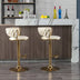 Cream Velvet Swivel Bar Stools Set of 2 - Height Adjustable & Chrome Base - Minihomy