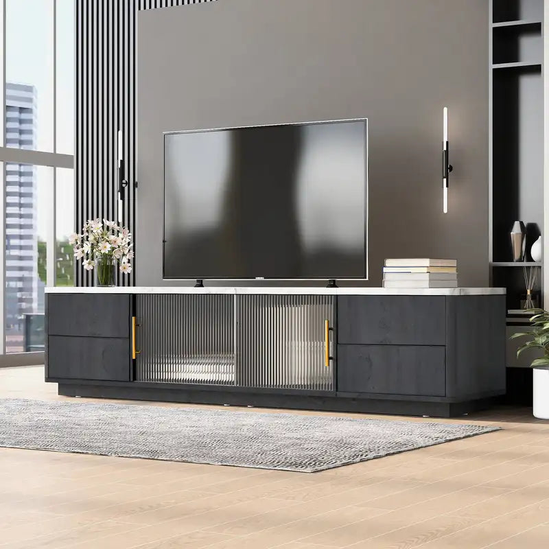 Modern TV Stand with 4 Drawers & Large Storage - Fits 70" TVs