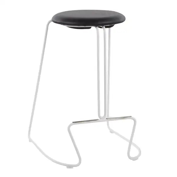 LumiSource Finn White Steel & Black Faux Leather Counter Stools (Set of 2)