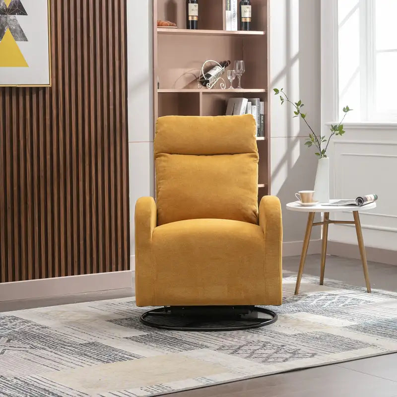 Yellow Upholstered Swivel Glider Rocking Chair - Modern Nursery