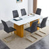 Modern Rectangular Dining Table & 6 Chair Set with Patterned Glass Top and Faux Leather Seats - Minihomy