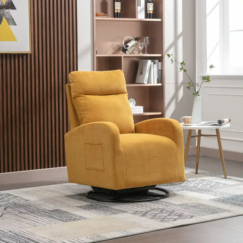 Yellow Upholstered Swivel Glider Rocking Chair - Modern Nursery