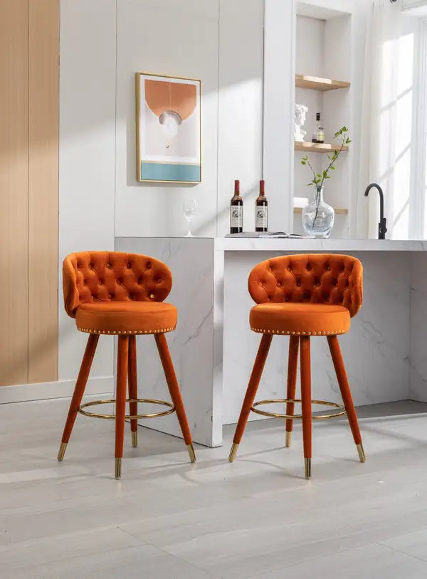 COOLMORE Counter Height Bar Stools (Set of 2) - Solid Wood, 36"