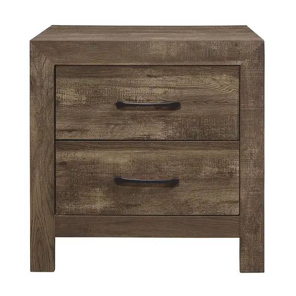 Rustic Brown Nightstand with Black Metal Hardware - 1 Drawer Bedroom Furniture