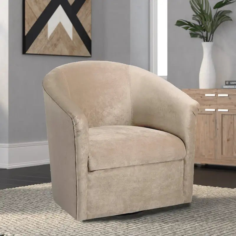 Eden Swivel Chair: Sand-Colored Relaxing Accent Chair