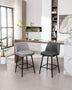 Grey Linen Swivel Bar Stools Set of 2, 25.6" Seat Height, Counter Height, Upholstered with Back, Metal Legs - Minihomy