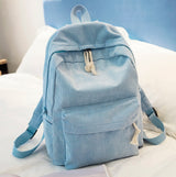 Durable Corduroy Backpack for Students - School Bag with Shoulder Straps