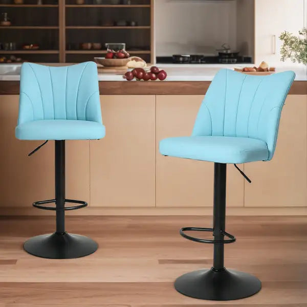 Adjustable Bar Stools with Backs (Set of 2) - Faux Leather Counter Height