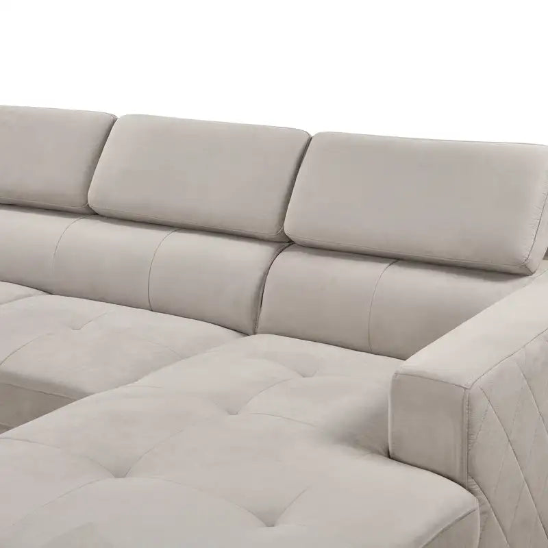 7-Seater U-Shaped Sectional Sofa with Chaise & Storage - Beige