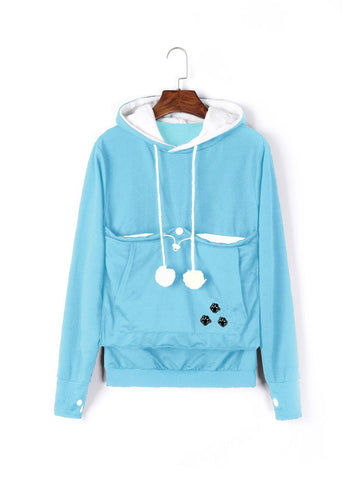 Cute Hoodies Pullover Sweatshirts With Pet Pocket For Cat Clothes Winter Women