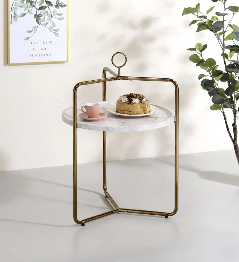 White & Gold Miro Side Table