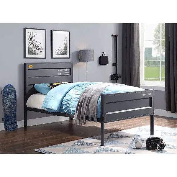 Gunmetal Twin Platform Bed Frame - Modern & Sleek Design - Minihomy