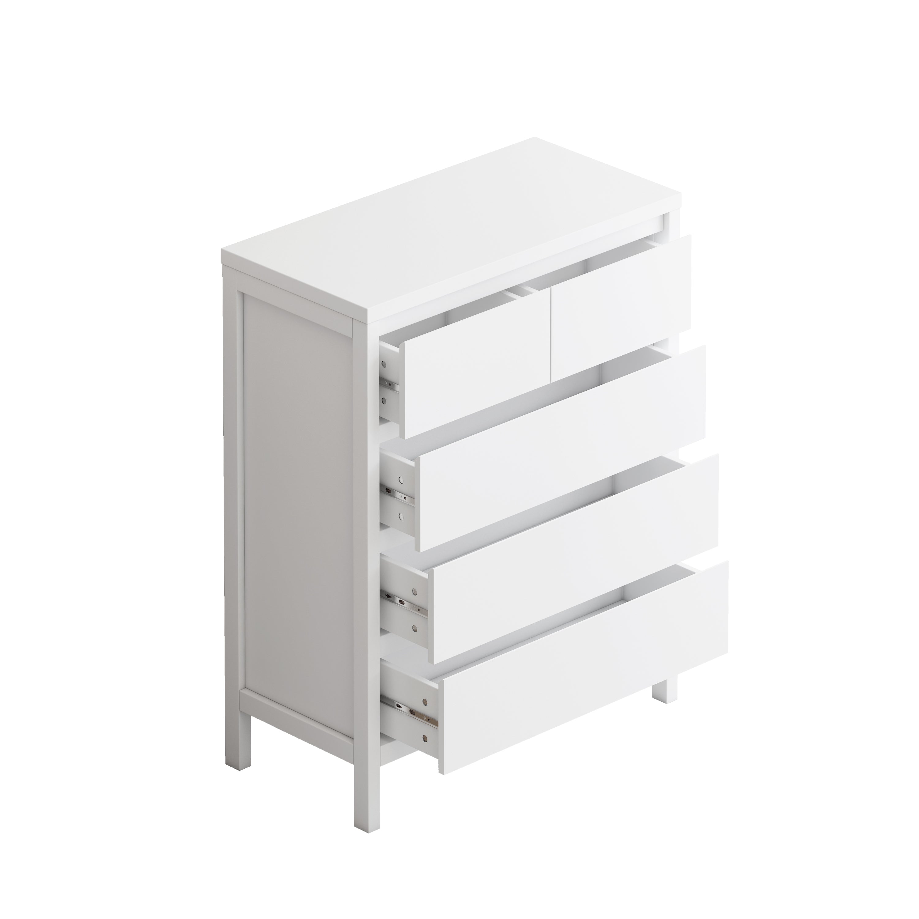 White 4-Tier 5-Drawer Storage Cabinet - 31.61" for Bedroom, Living Room, Dining Room & Hallways