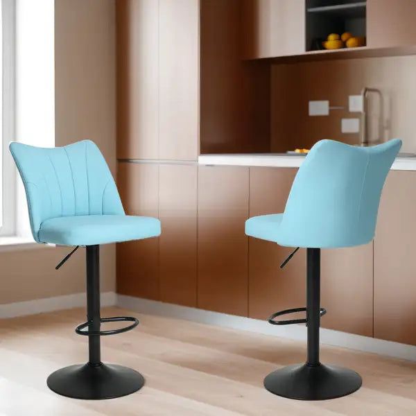 Adjustable Bar Stools with Backs (Set of 2) - Faux Leather Counter Height