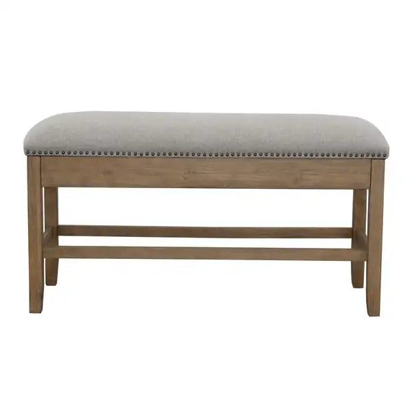 Grayson Dark Brown Counter Storage Bench with Nailhead Trim