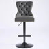 A&A Furniture Black Swivel Barstools, Adjustable Height 25-33", Tufted Back, Set of 2 - Minihomy