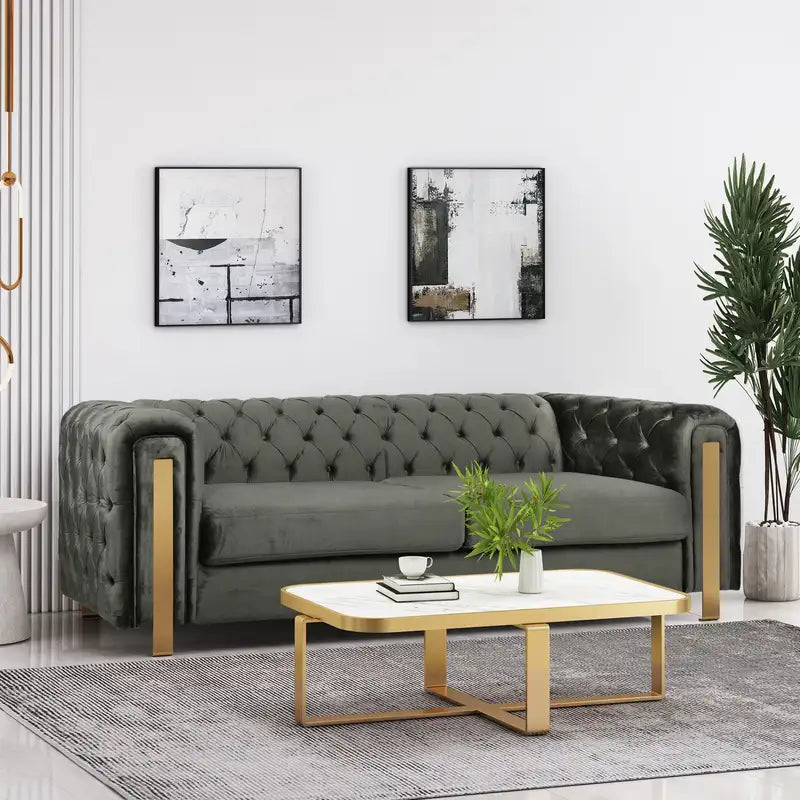 Mirod Comfy 3-Seat Tufted Sofa: Modern Living Room Furniture